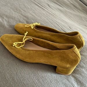 Olive Suede Vintage-Inspired Heels